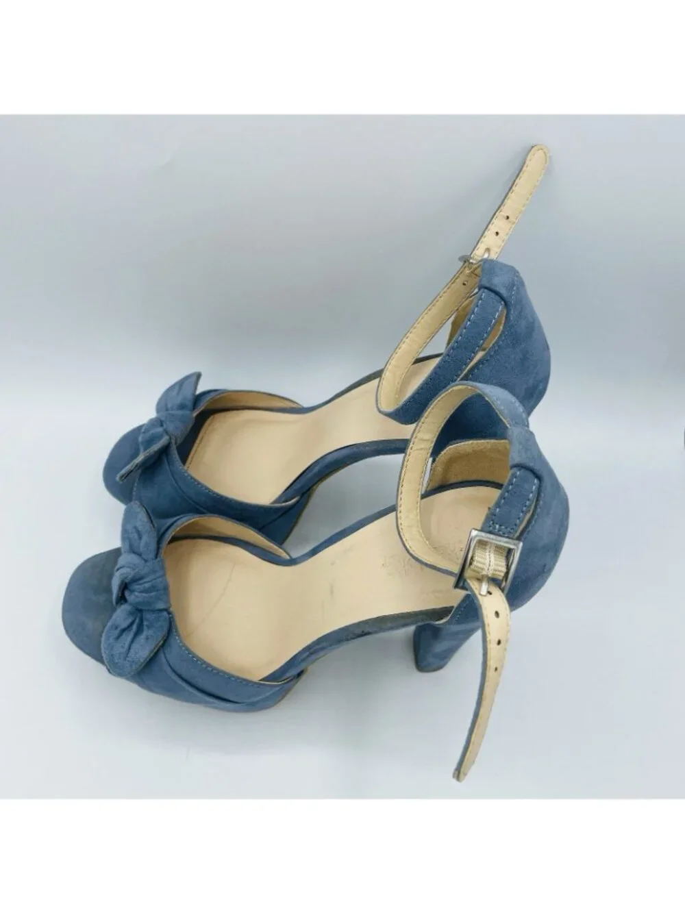 Charlotte Russe Womens High Heels Size 8 Blue Ankle Strap Bow Sandals Shoes